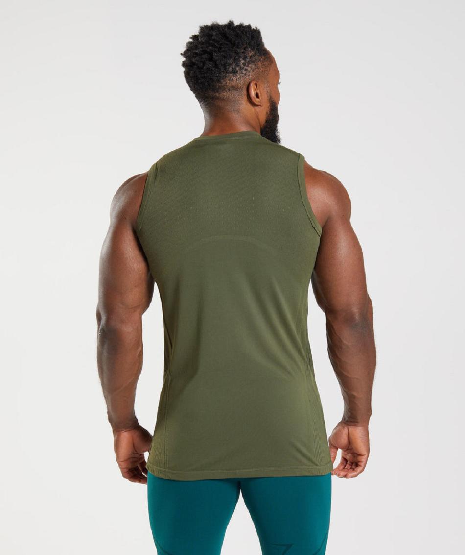 Camiseta Tirantes Gymshark 315 Seamless Hombre Verde Oliva Verde | CO 3199LIS